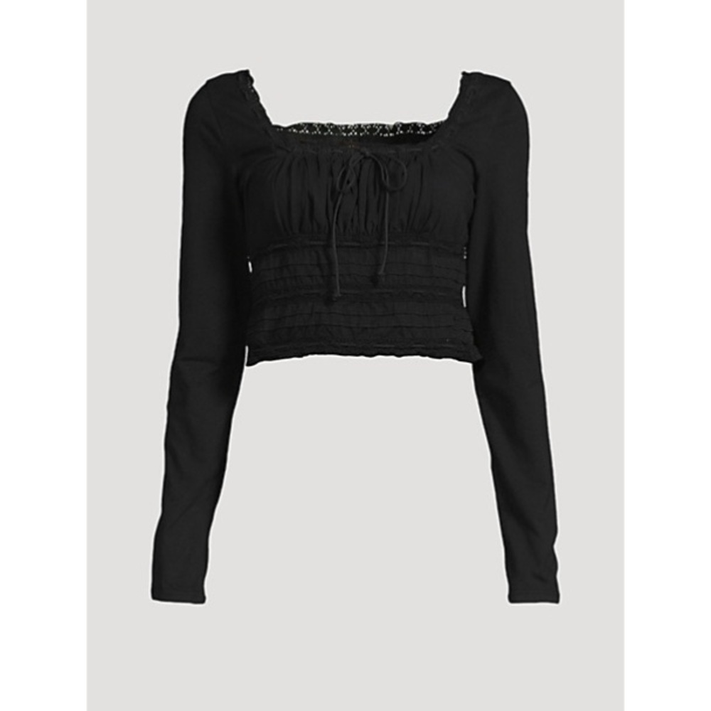 Free People Square Neck Long Sleeve Crop Lace Size L